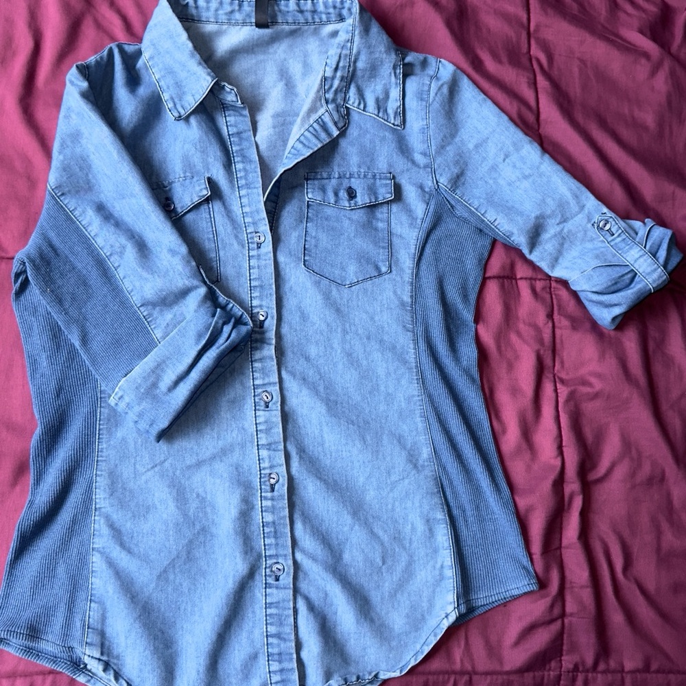 Denim button down woman’s shirt